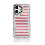 For iPhone 16 Capsule Glitter TPU Hybrid PC Airbag Phone Case(Red)