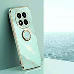 For Redmi Note 14 Pro+ 5G XINLI Straight 6D Plating Gold Edge TPU Shockproof Case with Ring Holder(Mint Green)