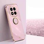 For Redmi Note 14 Pro+ 5G XINLI Straight 6D Plating Gold Edge TPU Shockproof Case with Ring Holder(Cherry Purple)