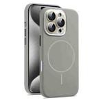 For iPhone 15 Pro Max AG Fine Hole Liquid Silicone MagSafe Magnetic Phone Case(Titanium Gray)