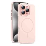 For iPhone 15 Pro AG Fine Hole Liquid Silicone MagSafe Magnetic Phone Case(Pink)