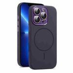 For iPhone 13 Pro AG Fine Hole Liquid Silicone MagSafe Magnetic Phone Case(Dark Purple)