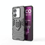 For Xiaomi Poco M7 Pro 5G Global Shockproof PC + TPU Holder Phone Case(Black)