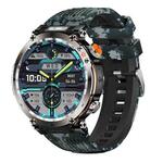 HT30 1.7 inch IP68 Waterproof Camouflage Silicone Band Smart Watch, Support Flashlight / Banknote Detector Light / Compass(Blue)