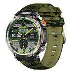 HT30 1.7 inch IP68 Waterproof Camouflage Silicone Band Smart Watch, Support Flashlight / Banknote Detector Light / Compass(Army Green)