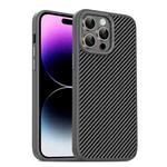 For iPhone 14 Pro Carbon Fiber Textured Oil Spray MagSafe Magnetic Phone Case(Grey)