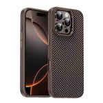 For iPhone 16 Pro Carbon Fiber Textured Oil Spray MagSafe Magnetic Phone Case(Rose Gold)