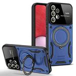 For Samsung Galaxy A13 Large Window MagSafe Holder Phone Case(Blue)