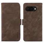 For Google Pixel 9a ABEEL Frosted Magnetic RFID Leather Phone Case(Brown)