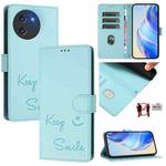 For Doogee Note 59 / Note 59 Pro Smile Embossing RFID Leather Phone Case(Mint Green)