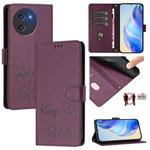 For Doogee Note 59 / Note 59 Pro Smile Embossing RFID Leather Phone Case(Violet)