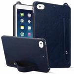 For iPad mini 5 / 4 / 3 / 2 / 1 TPU Leather Back Tablet Case with Wristband(Dark Blue)