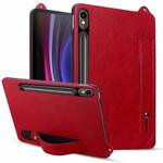 For Samsung Galaxy Tab S10 / S9 / S8 / S7 TPU Leather Back Tablet Case with Wristband(Red)
