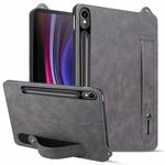 For Samsung Galaxy Tab S10 / S9 / S8 / S7 TPU Leather Back Tablet Case with Wristband(Grey)