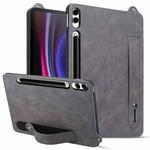 For Samsung Galaxy Tab S10+ / S9+ / S8+ TPU Leather Back Tablet Case with Wristband(Grey)