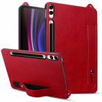 For Samsung Galaxy Tab S10 Ultra / S9 Ultra TPU Leather Back Tablet Case with Wristband(Red)