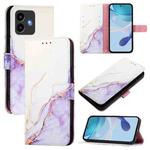 For Cubot Note 40 PT003 Marble Pattern Flip Leather Phone Case(White Purple)