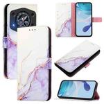 For Cubot A30 PT003 Marble Pattern Flip Leather Phone Case(White Purple)