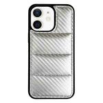 For iPhone 12 Carbon Fiber Texture Down Jacket Phone Case(Silver)