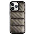 For iPhone 12 Pro Max Carbon Fiber Texture Down Jacket Phone Case(Grey)