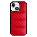 For iPhone 13 Carbon Fiber Texture Down Jacket Phone Case(Red)