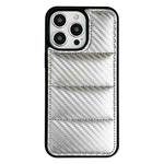 For iPhone 14 Pro Max Carbon Fiber Texture Down Jacket Phone Case(Silver)