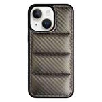 For iPhone 15 Carbon Fiber Texture Down Jacket Phone Case(Grey)