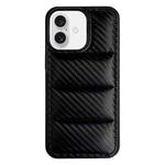 For iPhone 16 Carbon Fiber Texture Down Jacket Phone Case(Black)