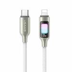 USAMS SJ749 30W Type-C / USB-C to 8 Pin Zinc Alloy Data Cable with Colorful Light, Length:1.2m(Titanium)