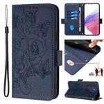 For Doogee Note 59 / Note 59 Pro Embossed Rose RFID Anti-theft Leather Phone Case(Dark Blue)