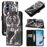 For Infinix Hot 50 Pro+ 4G Colored Drawing Pattern Plain Weave Leather Phone Case(Black And White Tiger)