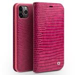 For iPhone 11 Pro QIALINO Crocodile Texture Horizontal Flip Leather Case with Wallet & Card Slots(Rose Red)