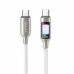 USAMS SJ750 100W Type-C / USB-C to Type-C / USB-C Zinc Alloy Data Cable with Colorful Light, Length:1.2m(Titanium)