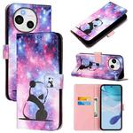 For Sharp Aquos Sense9 Plus Colored Drawing Pattern Plain Weave Leather Phone Case(Baby Panda)