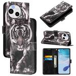 For Sharp Aquos Sense9 Colored Drawing Pattern Plain Weave Leather Phone Case(Black And White Tiger)