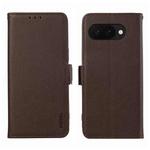 For Google Pixel 9a ABEEL Side-Magnetic Litchi Pattern Leather RFID Phone Case(Brown)