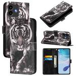 For Cubot Note 40 Colored Drawing Pattern Plain Weave Leather Phone Case(Black And White Tiger)