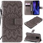 For Xiaomi Redmi 10X 5G / 10X Pro 5G Sun Embossing Pattern Horizontal Flip Leather Case with Card Slot & Holder & Wallet & Lanyard(Grey)