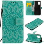 For Xiaomi Mi 10 Lite 5G Sun Embossing Pattern Horizontal Flip Leather Case with Card Slot & Holder & Wallet & Lanyard(Green)