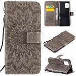 For Xiaomi Mi 10 Lite 5G Sun Embossing Pattern Horizontal Flip Leather Case with Card Slot & Holder & Wallet & Lanyard(Grey)