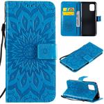 For Xiaomi Mi 10 Lite 5G Sun Embossing Pattern Horizontal Flip Leather Case with Card Slot & Holder & Wallet & Lanyard(Blue)