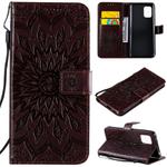 For Xiaomi Mi 10 Lite 5G Sun Embossing Pattern Horizontal Flip Leather Case with Card Slot & Holder & Wallet & Lanyard(Brown)