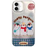 For iPhone 16 Colorful PC Hybrid TPU Phone Case with Lanyard(Penguin)