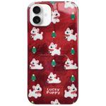 For iPhone 16 West Highlands Puppy Colorful PC Hybrid TPU Phone Case with Lanyard(Red)