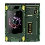 M7+ 4G Dual Screen Flip Elder Rugged Phone, 2.8 inch Inner, 2.4 inch Outer, 6800mAh Battery, 24 Keys, Flashlight, Network: 4G, Dual SIM, SOS, Plug:EU Plug(Green)