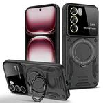 For OPPO Reno12 Global Large Window MagSafe Holder Phone Case(Black)