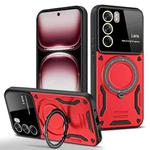 For OPPO Reno12 Global Large Window MagSafe Holder Phone Case(Red)