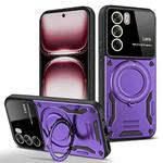 For OPPO Reno12 Global Large Window MagSafe Holder Phone Case(Purple)