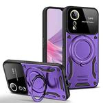 For OPPO A78 5G Large Window MagSafe Holder Phone Case(Purple)