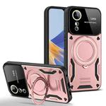 For OPPO A17 Large Window MagSafe Holder Phone Case(Rose Gold)